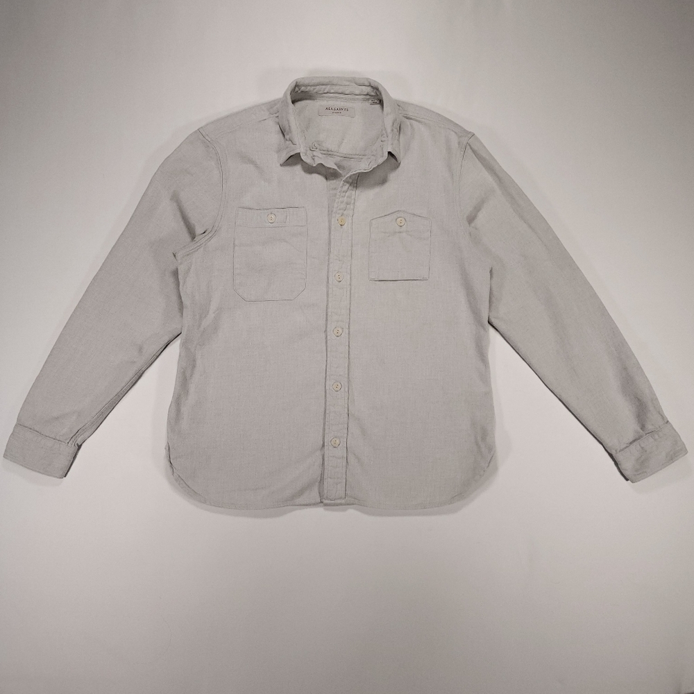 All Saints Sereno Long Sleeve Flannel Shirt 100% Cotton Men's XL Slim Fit GUC!